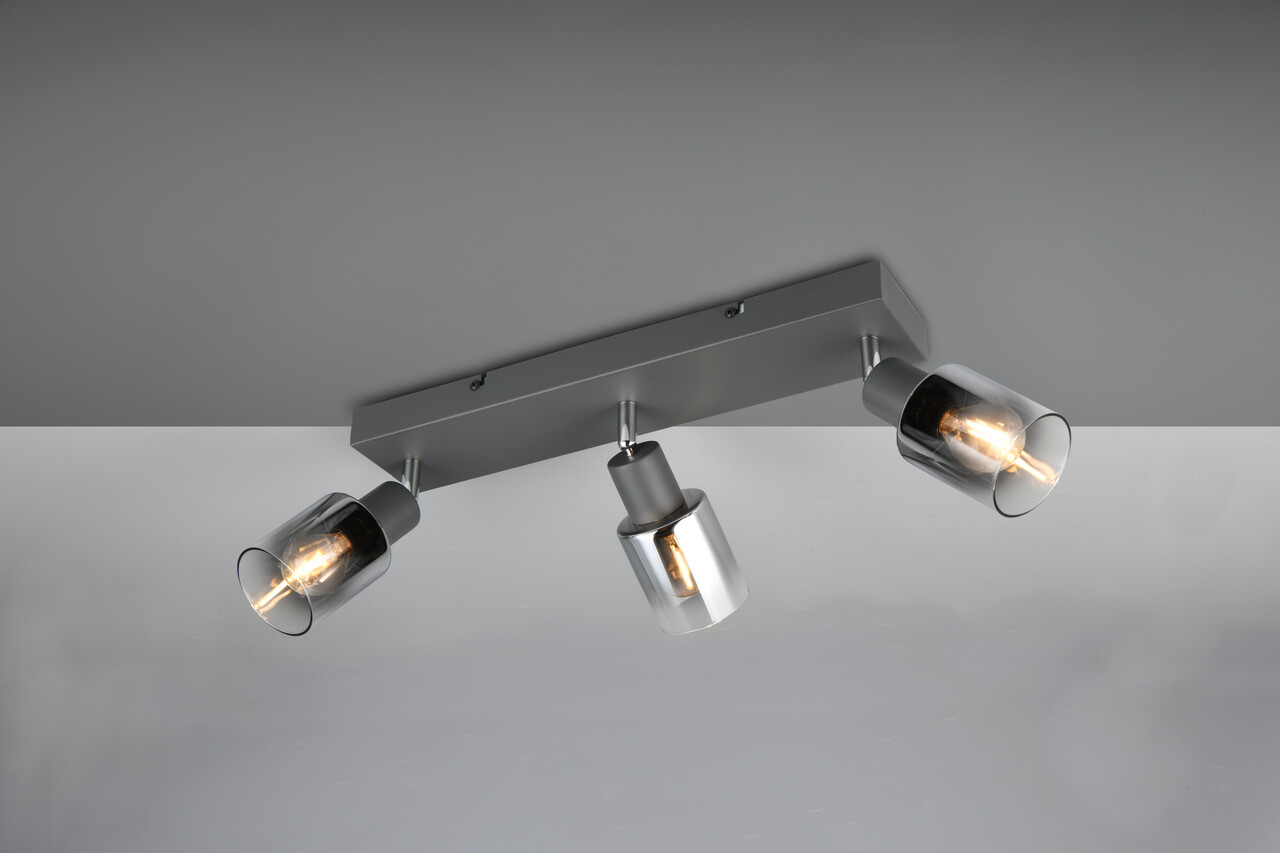 Plafoniera Cadiz, RL, 42.5x8.5x17 cm, 10W, 3x E14, metal, antracit - imagine 5